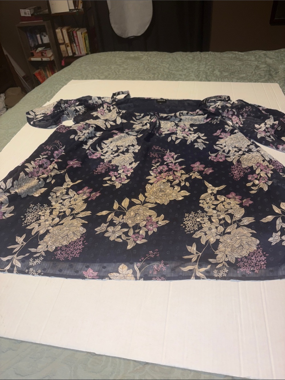 Torrid navy blue flowered top with spaghetti straps size 6